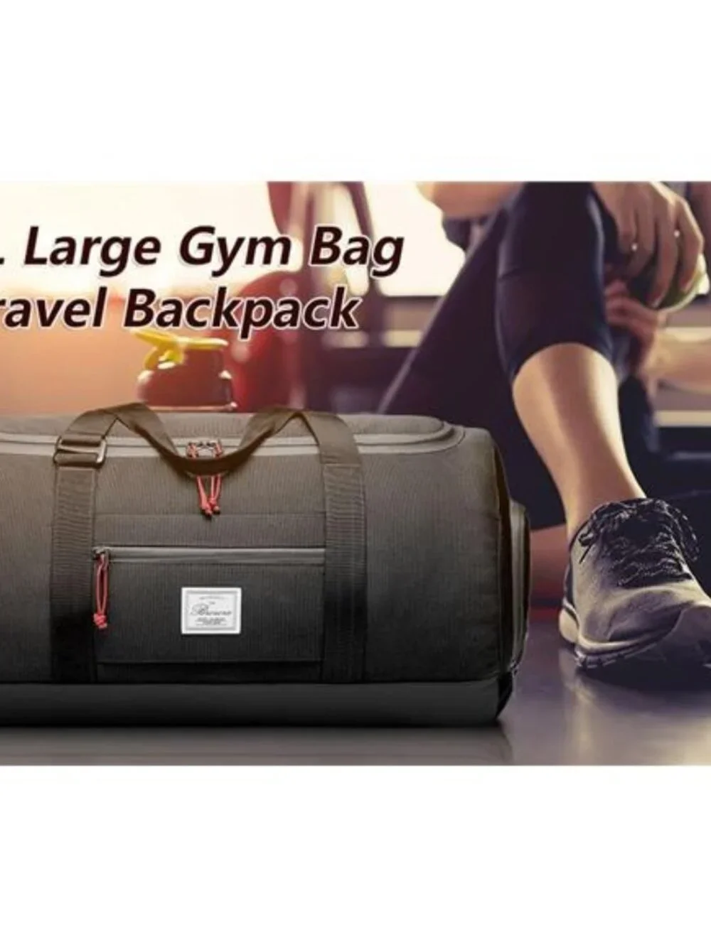 Mens Gym Duffel Bag 65L Travel Bag Shoe Compartment Waterproof Weekender Bag